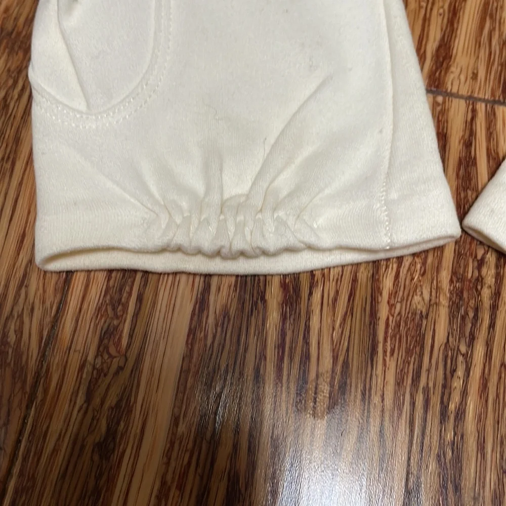 Vintage white short felt driving gloves one size